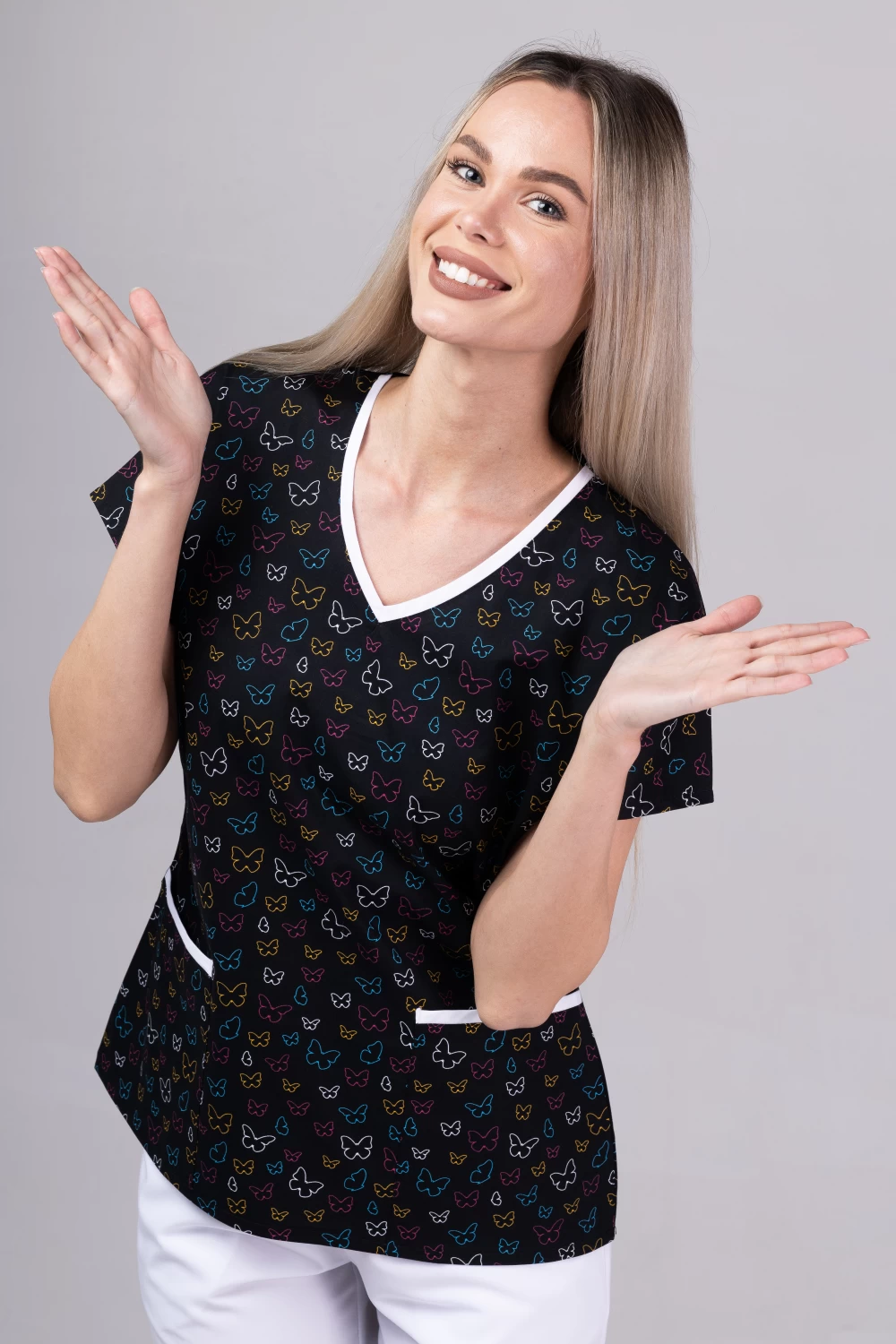 " Black Butterfly Stamps " premium Cotton Stretch ™ bluza s ilustracijom