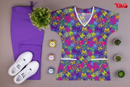 TAG medicinsko odijelo - " Gray Butterfly Blossom"