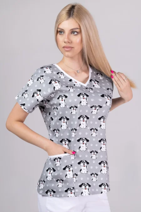 " Gray Puppies " premium Cotton Stretch ™ bluza s ilustracijom