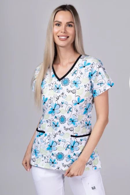 " Bijela Magnolija " premium Cotton Stretch ™ bluza s ilustracijom