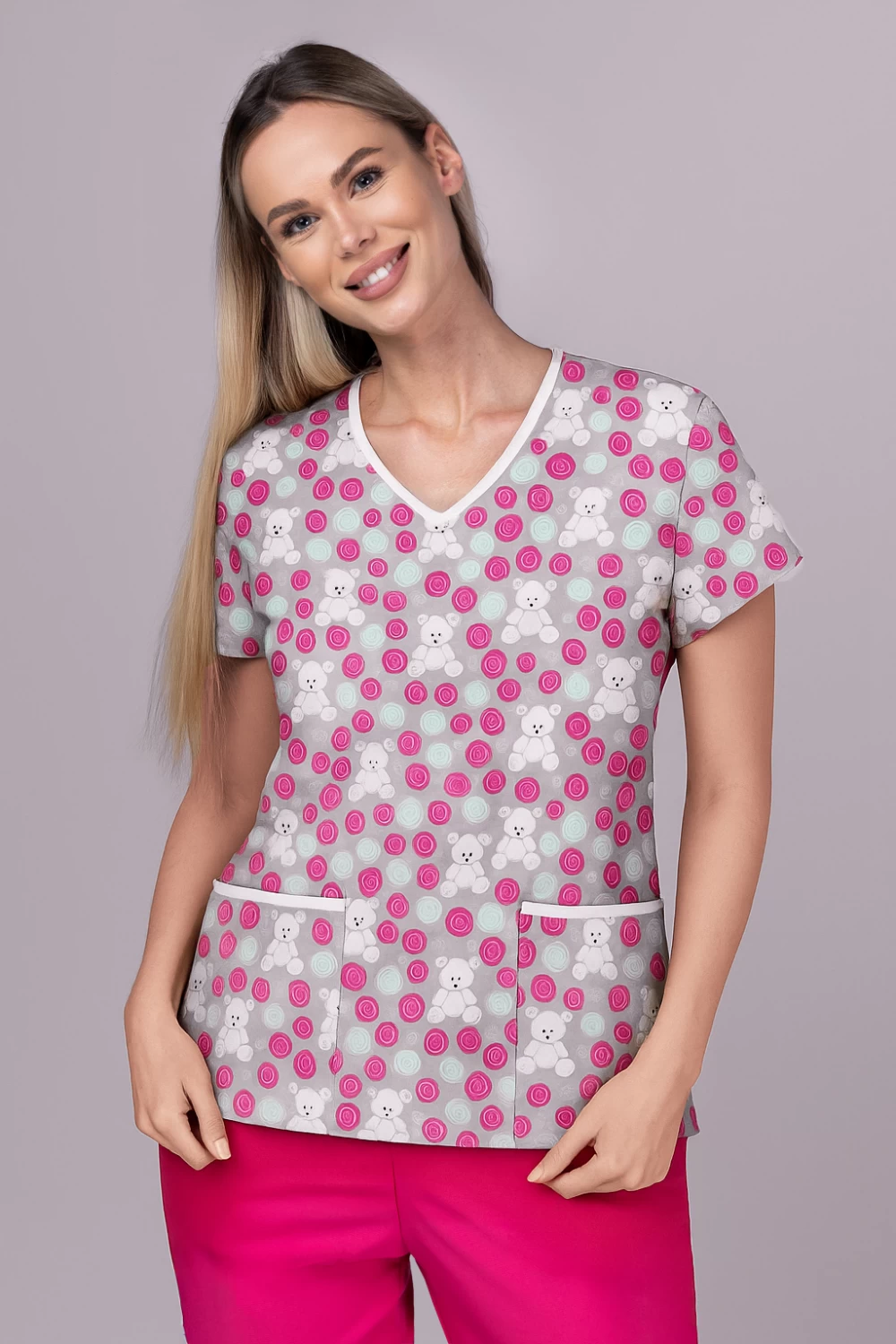 grey-teddy-bear-costum-uniforma-medicala-cu-imprimeu_12379 " Grey Teddy Bear " medicinsko odijelo - Slika 1